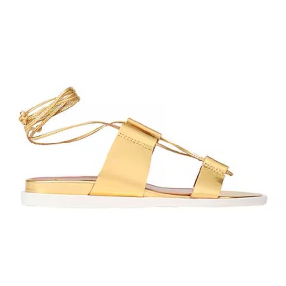BCBGMAXAZRIA Vitalia Gold Leather Gladiator Sandal $138 36.5 6 6.5 - Picture 1 of 8